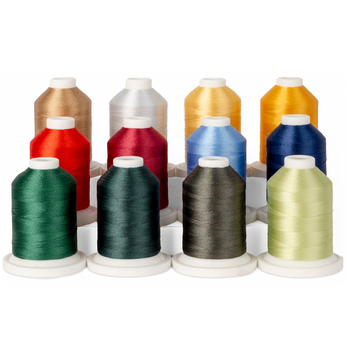 Set of colorful mini cones of elite trilobal polyester thread christmas