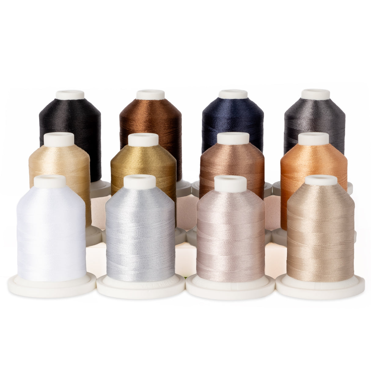 Set of colorful mini cones of Elite trilobal polyester thread Neutrals