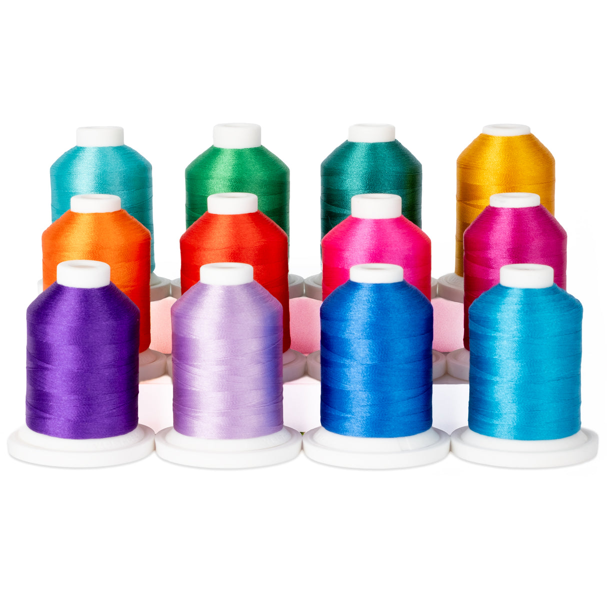 Set of colorful mini cones of Elite trilobal polyester thread Party