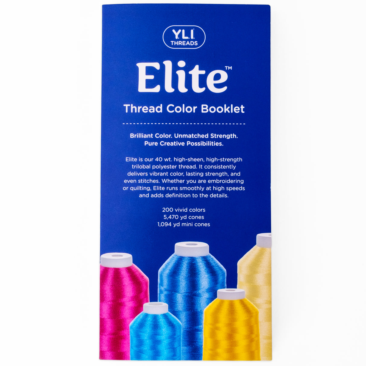 YLI Threads Elite Thread Color Booklet containing real thread swatches