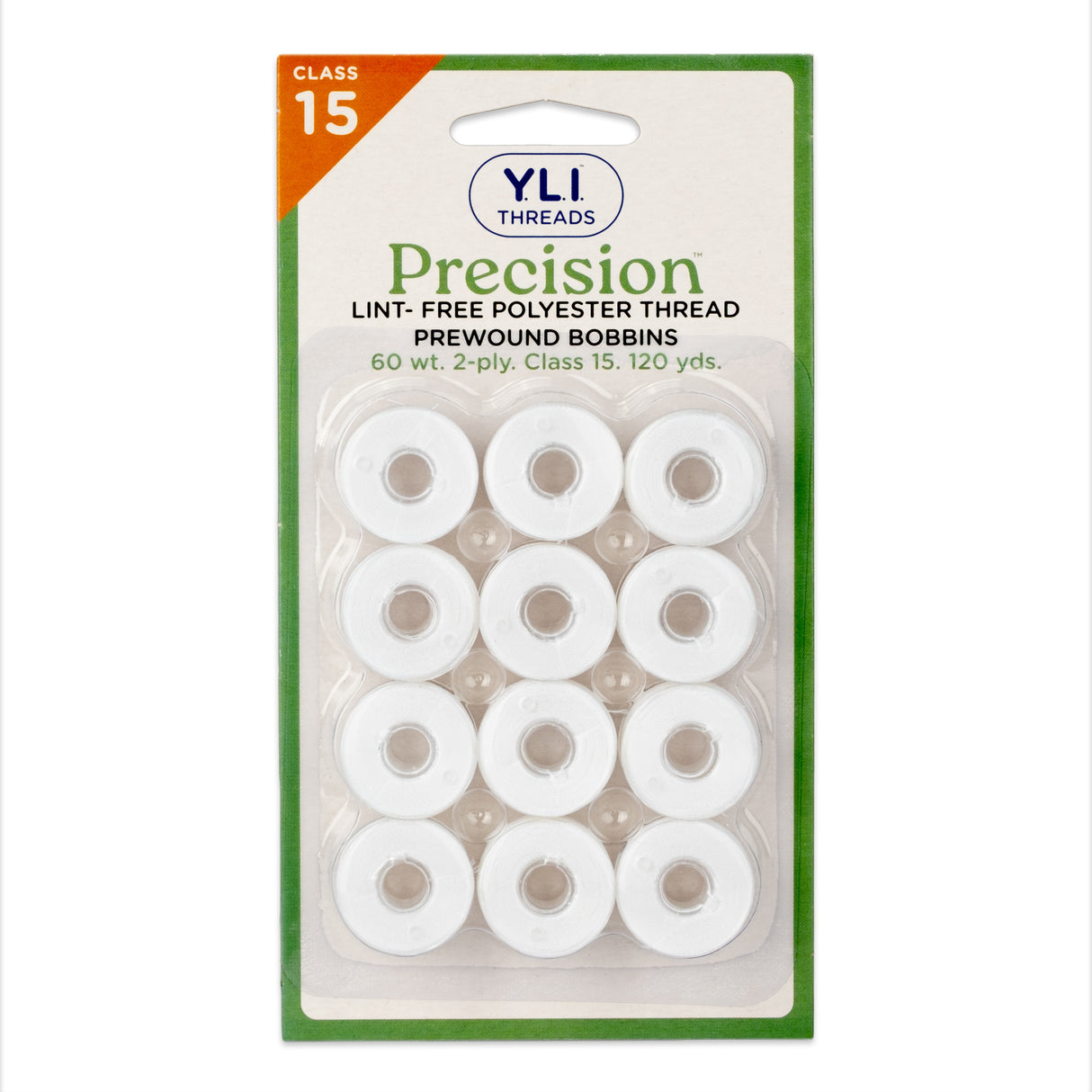 precision polyester thread class 15 prewound bobbins #201 bright white