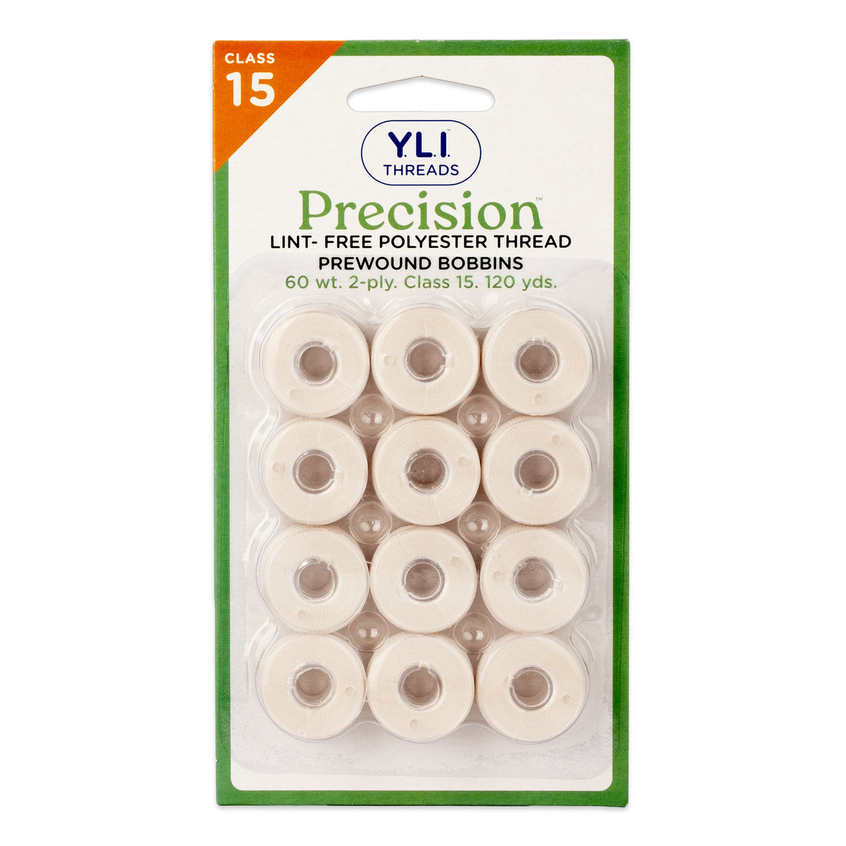 precision polyester thread class 15 prewound bobbins #203 ivory