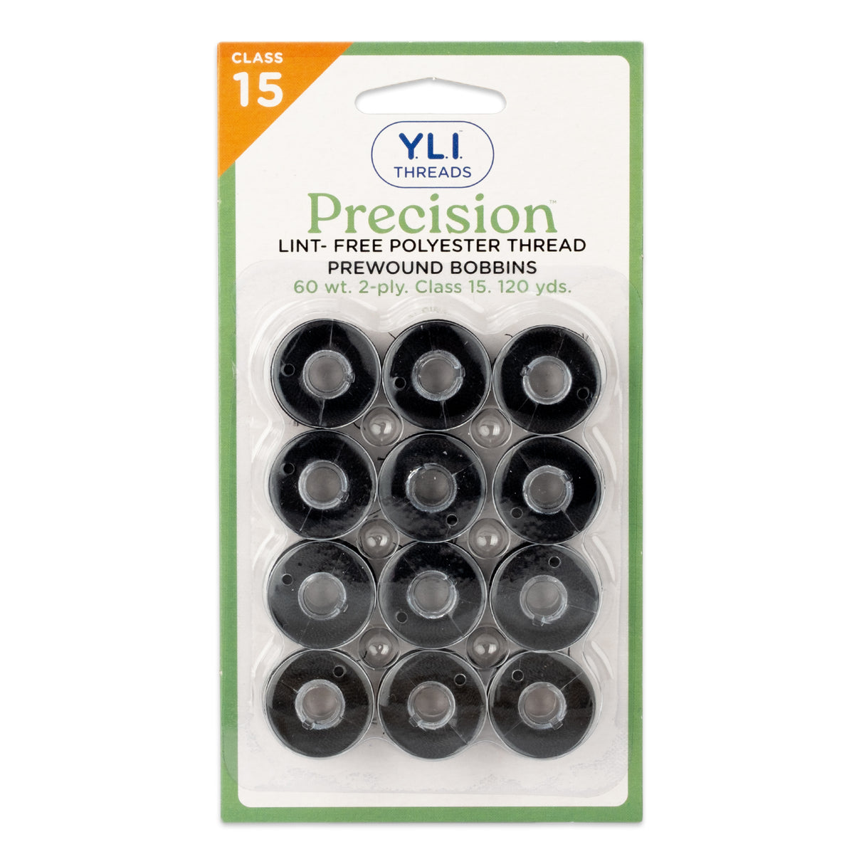 precision polyester thread class 15 prewound bobbins #213 black