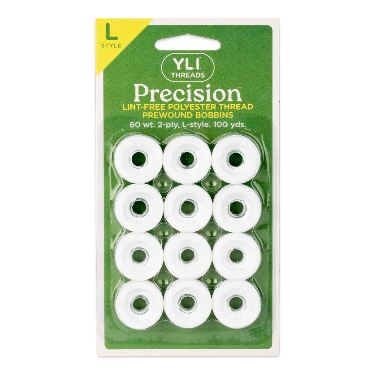 precision polyester thread l style prewound bobbins #201 bright white