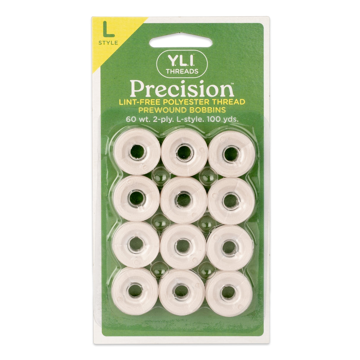 precision polyester thread l style prewound bobbins #203 ivory