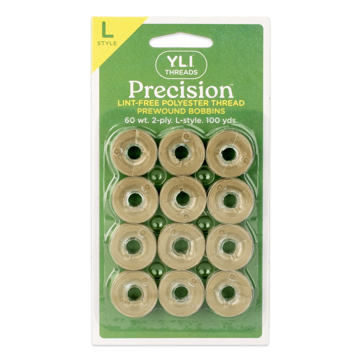 precision polyester thread l style prewound bobbins #210 khaki