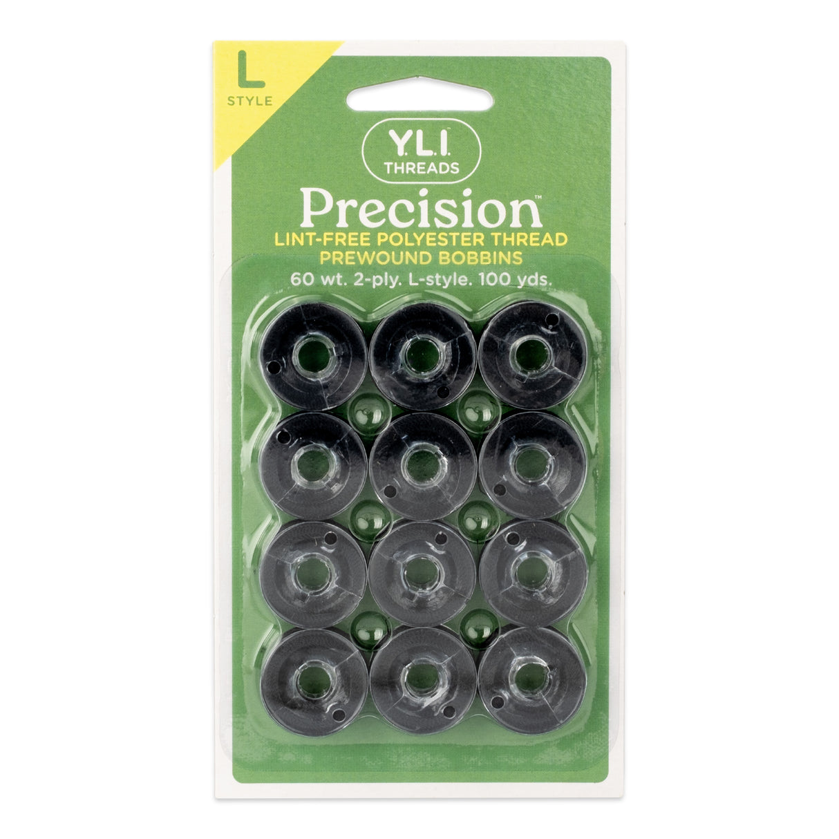 precision polyester thread l style prewound bobbins #213 black