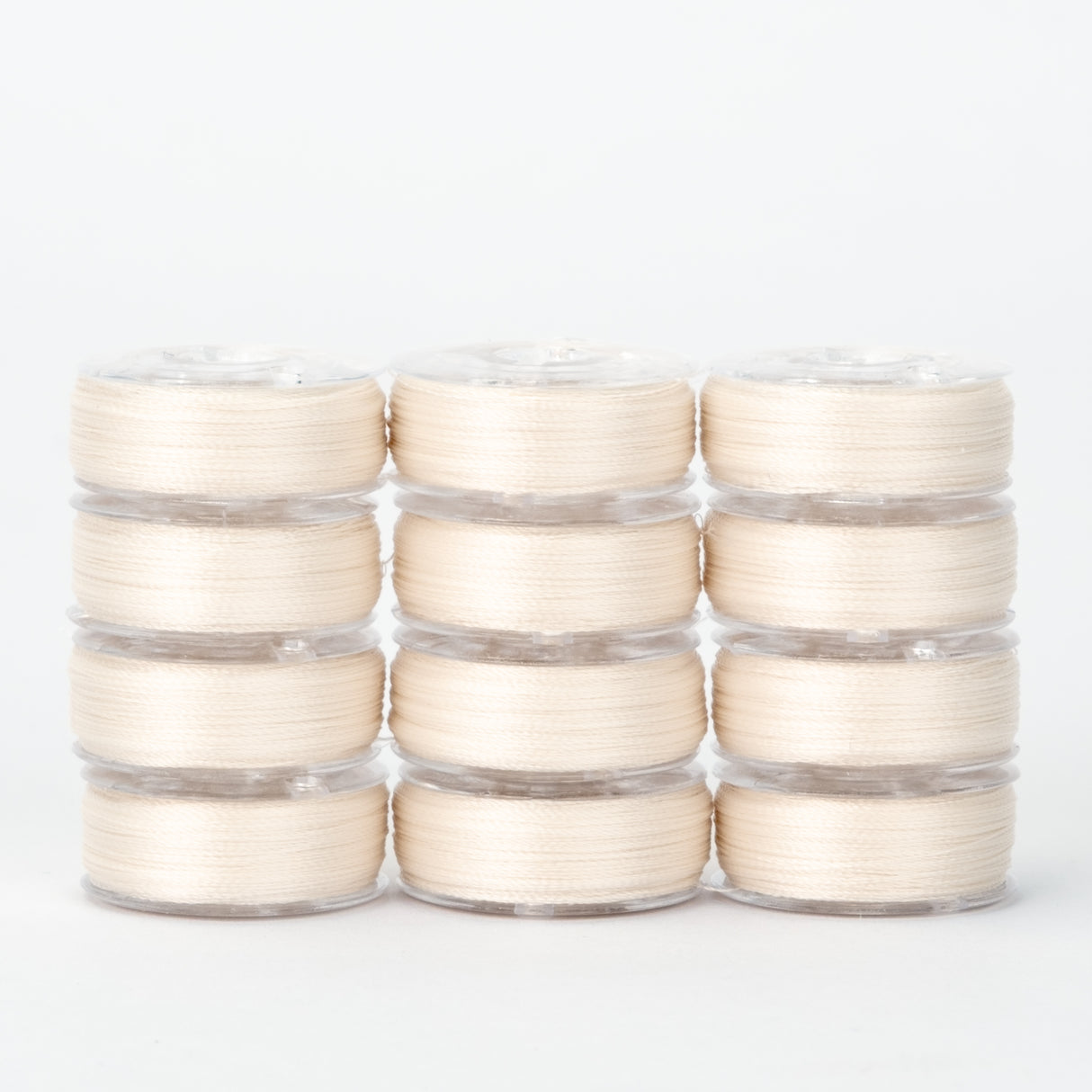 precision polyester thread l style prewound bobbins #203 ivory dozen pack