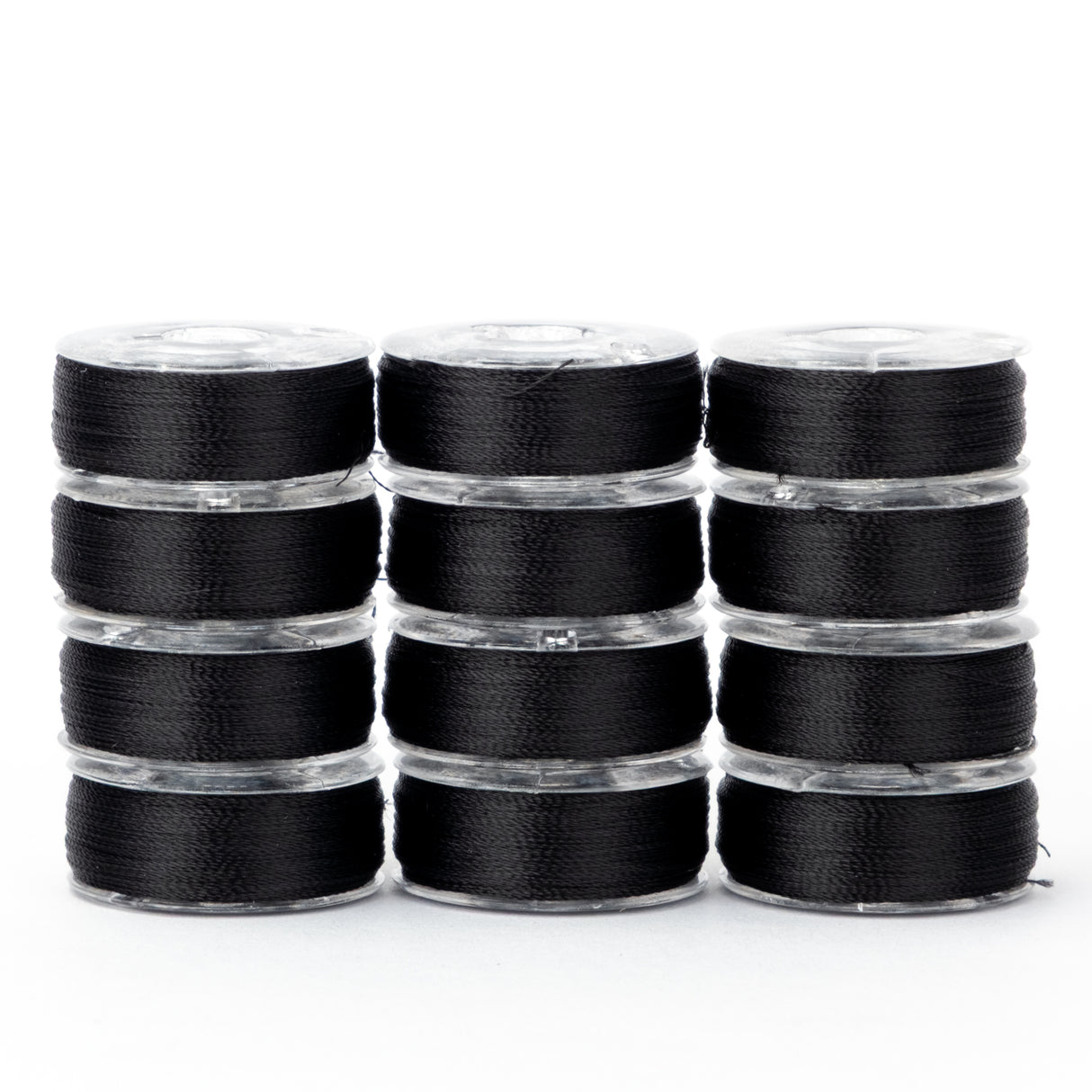 precision polyester thread l style prewound bobbins #213 black dozen pack
