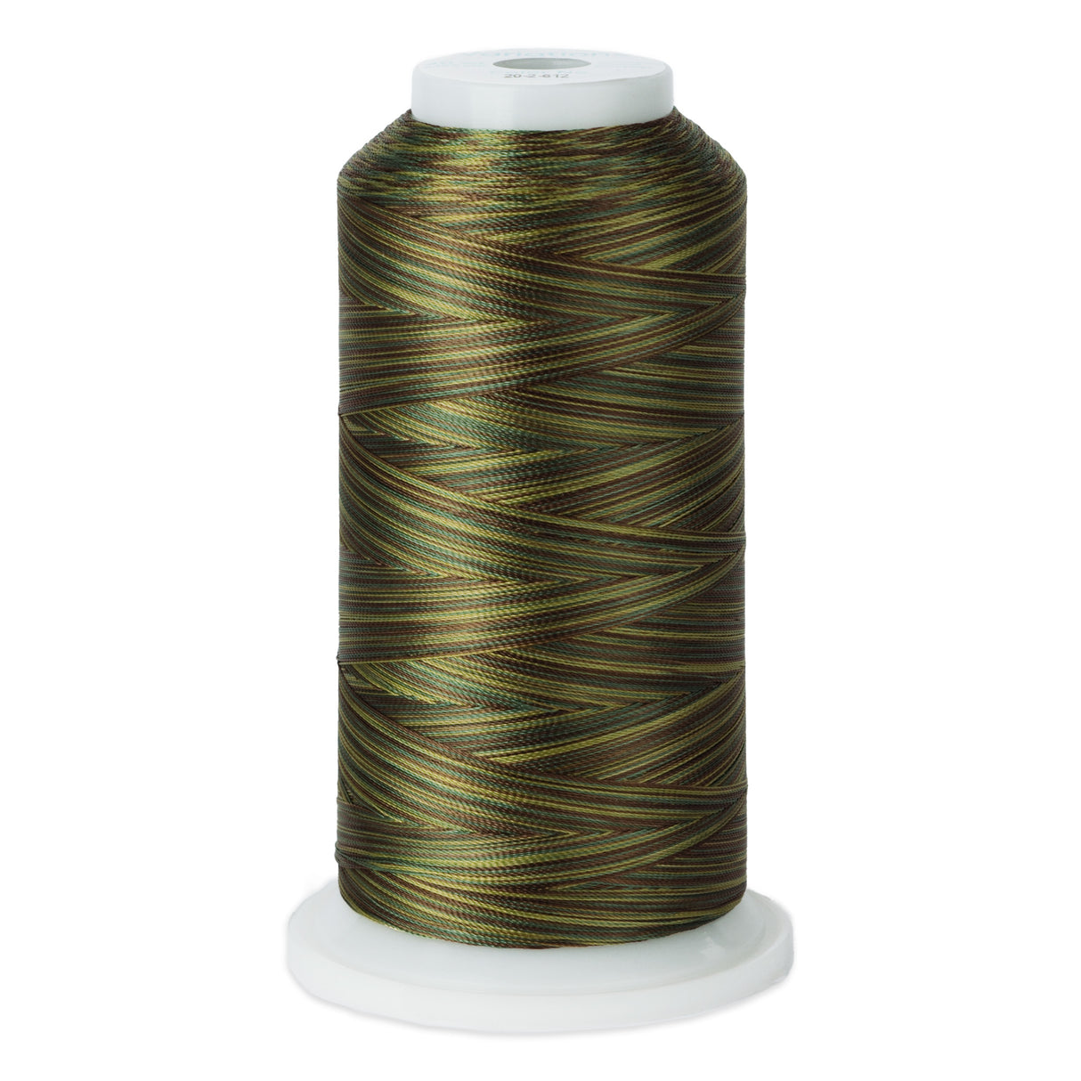 variegated dark greens and red polyester embroidery and quliting thread