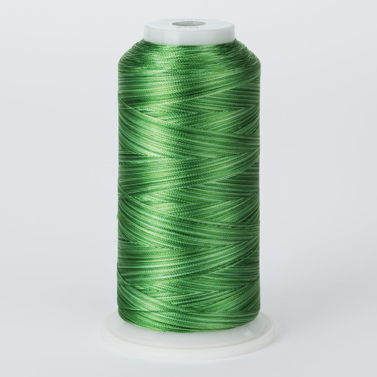 variegated dark and light greens polyester embroidery and quliting thread