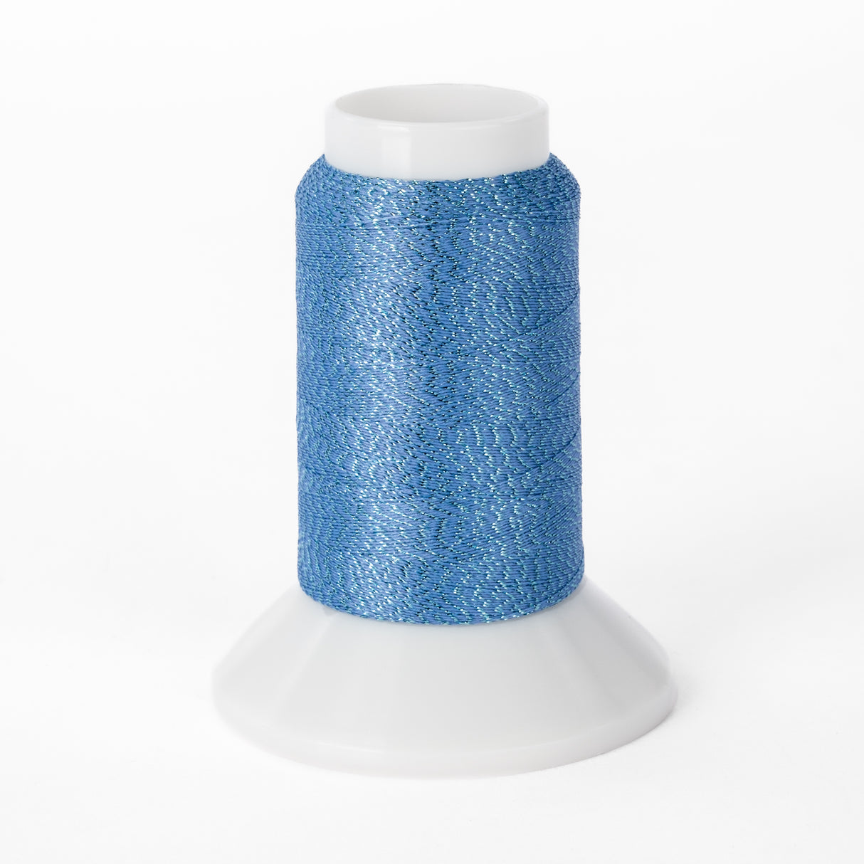 yli threads woolly nylon mini cone 315 light blue metallic serger thread