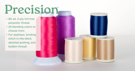 cones of precision polyester thread for applique quilting binding and the bobbin