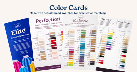 color cards are wound with actual thread for exact color matches