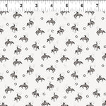 Horses and horseshoes on a white background.