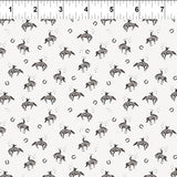 Horses and horseshoes on a white background.