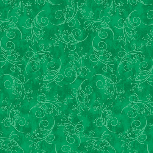 Lighter swirls on a bright green background. Equal parts simple and complex, the new Equinox basics will work well in both modern and traditional quilt designs. The colors are a fabric lover's dream, and the classic motif will blend seamlessly with many of our focal collections. Our basics just keep getting better and better!