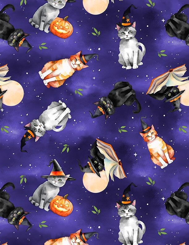 Spooky Tails by Nancy Mink features curious cats perched among pu