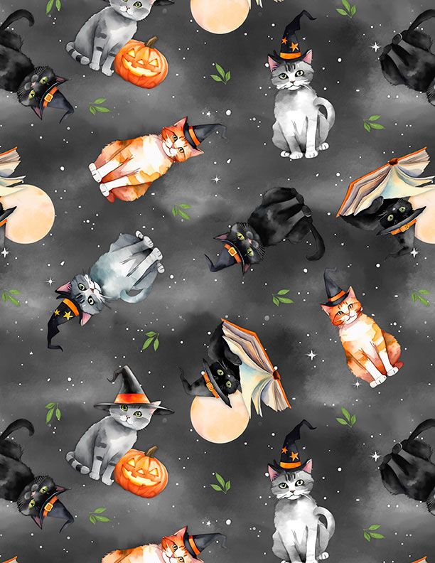 Spooky Tails by Nancy Mink features curious cats perched among pu