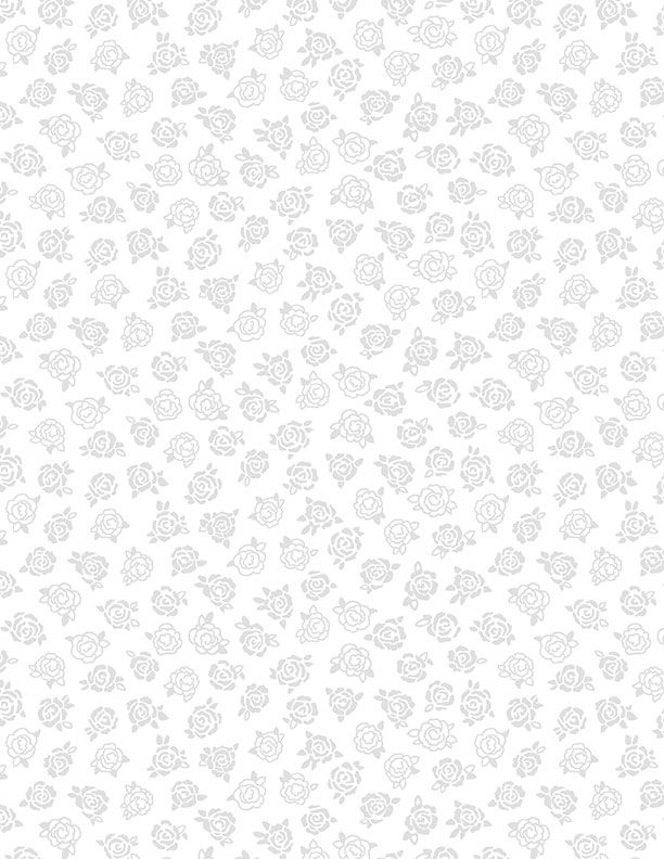 White tone on tone with printed roses.