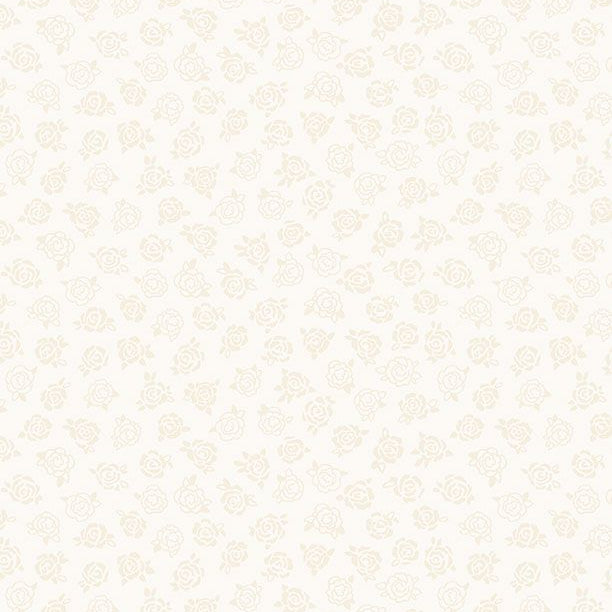 Cream tone on tone with printed flowers.