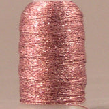 Pink metallic thread on white plastic spool with shimmer finish