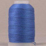 Royal blue 12 weight thread wound on white plastic spool with visible thread end