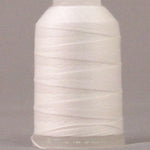 White 12 wt. thread on white plastic spool with clear protective wrapping