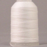 White 12 wt. thread on white plastic spool with clear protective wrapping