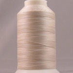 Pale cream variegated thread on white cone spool with subtle color variations throughout