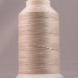 Pale cream variegated thread on white cone spool with subtle color variations throughout