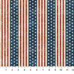 Strips of blue background stars and red and cream stripes.