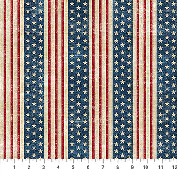 Strips of blue background stars and red and cream stripes.