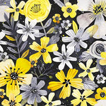 Gorgeous florals in a bold palette of tonal grays, sun-washed yellows, crisp white, and deep black are center stage in Blissful Blooms, a strikingly stylish, and endlessly versatile collection. It checks all the boxes for the maker looking for unique home décor, fashion-forward apparel, or on-trend quilts.