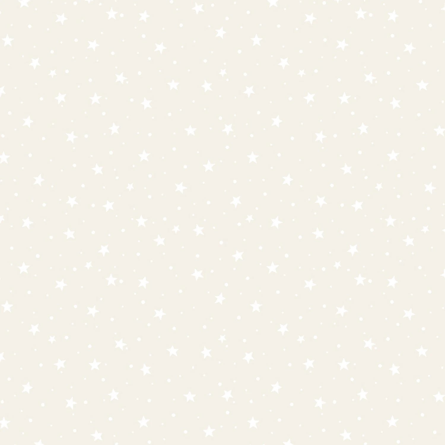 Tiny white stars and dots on a light cream background. P&B Textil