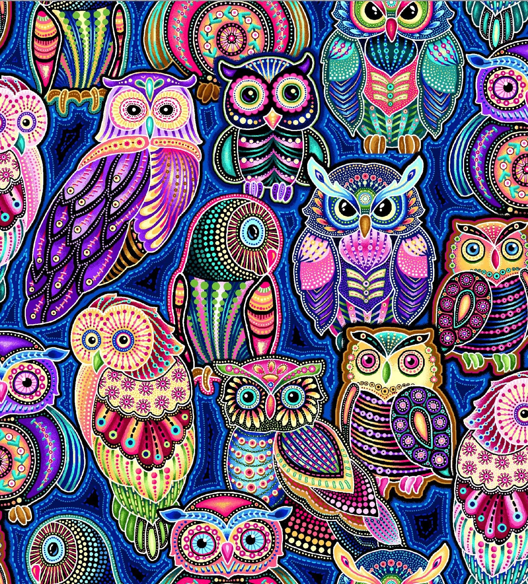 Sahul Thread Oasis Fabrics Sahul Land Stacked Owls Blue Quilting Cotton – YLI Threads
