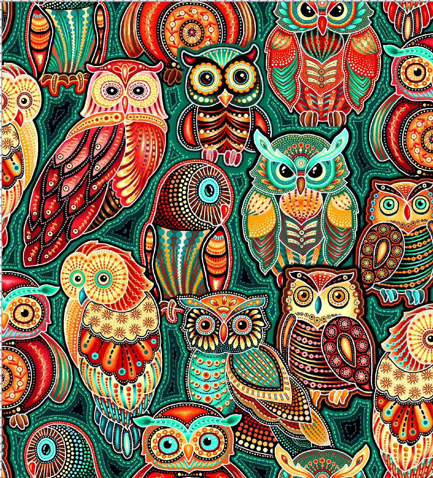 Sahul Thread Oasis Fabrics Sahul Land Stacked Owls Teal Quilting Cotton – YLI Threads