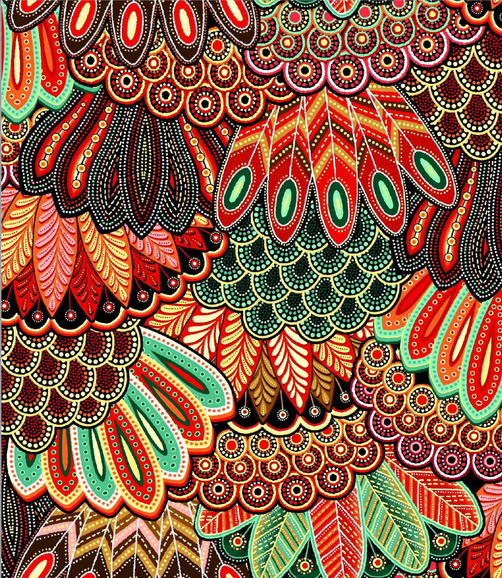 Sahul Thread Oasis Fabrics Sahul Land Feathers Teal Geometric Quilting Cotton – YLI ...