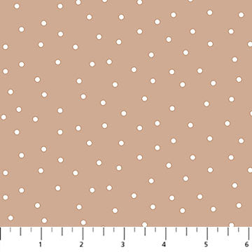 Light brown background with scattered white dots.
