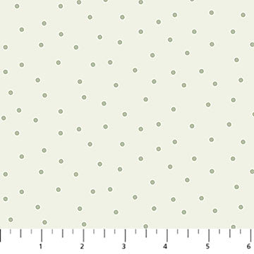 Light sage green background with scattered green dots.