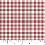 Tiny gingham checks in dark red and cream.