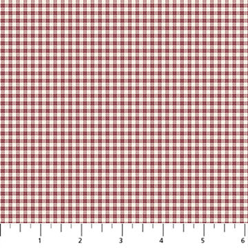 Tiny gingham checks in dark red and cream.