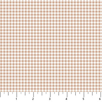 Tiny gingham checks in tan and brown.