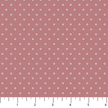 Pink background with cream colored stars in neat rows.