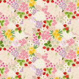 Teddy Bear's Picnic A795-1 Strawberry Bee Floral on Cream