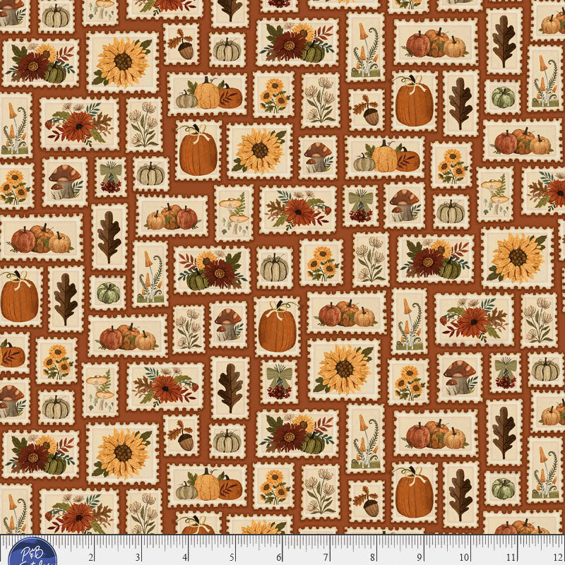 Patchwork blocks in autumn shades. Autumn Homestead by Michael Zi