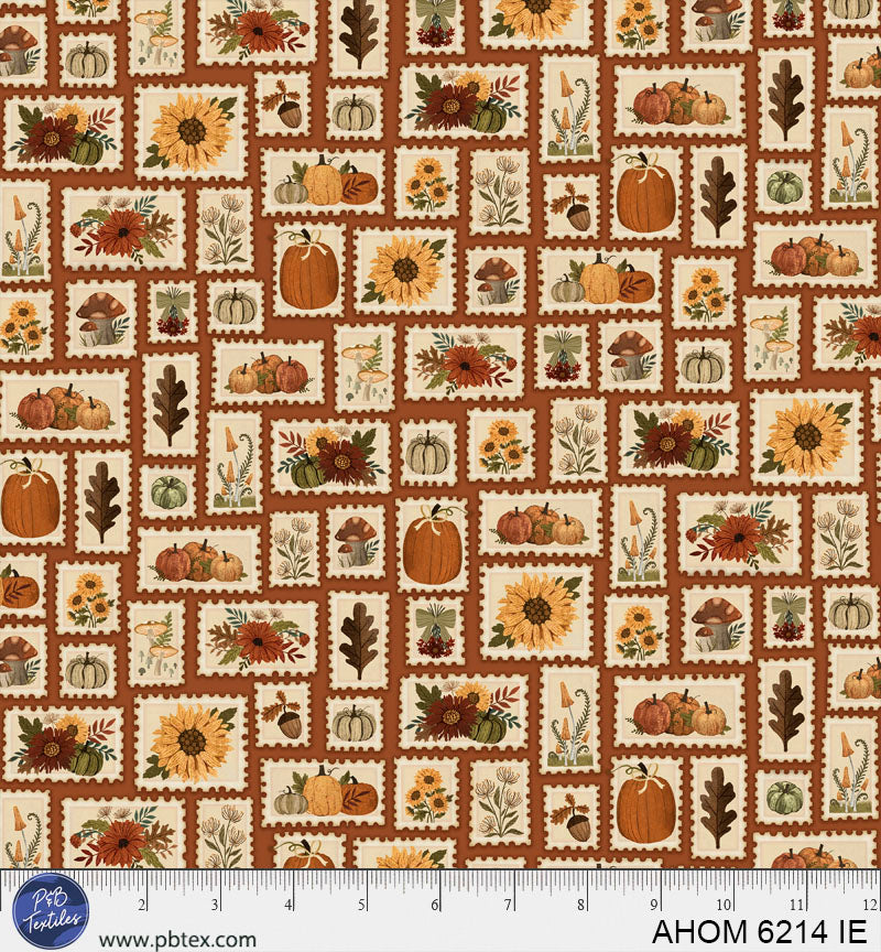 Patchwork blocks in autumn shades. Autumn Homestead by Michael Zi