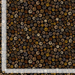 Brown, tan and gold dog prints on a black background.