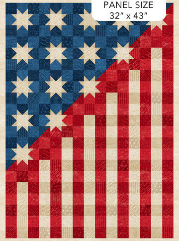 Flag panel with faded red, blue and cream colors.