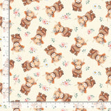 Tossed cows and flowers on a cream background.